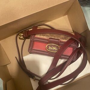 Coach Burgundy and Tan Crossbody Bag